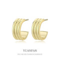 A35680 925 sterling silver vintage metal small design multilayer earrings