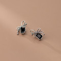 A33796 s925 sterling silver simple thai silver bow sweet chic earrings