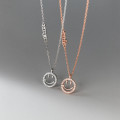 A35269 s925 sterling silver sweet rhinestone smilingface initial necklace