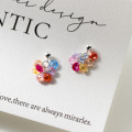 A44521 s925 sterling silver trendy elegant colorful cubic zirconia stud earrings