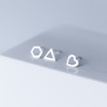A35806 s925 sterling silver trendy geometric hollowed earrings