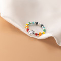 A34339 s925 sterling silver square smilingface colorful ring