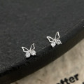 A42780 s925 sterling silver rhinestone butterfly stud design earrings