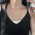 A46417 s925 silver simple oval bead necklace