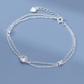A40711 s925 sterling silver rhinestone double layer charm design bracelet