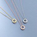A45357 s925 sterling silver rhinestone circle necklace