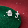 A44812 s925 sterling silver symmetric rhinestone christmas stud simple earrings