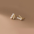 A38012 s925 sterling silver vintage artificial pearl stud elegant grade earrings