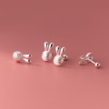 A37317 s925 sterling silver bar rabbit stud cute dainty earrings