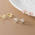 A44527 s925 sterling silver trendy sweet heart rhinestone butterfly stud earrings