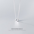 A40387 s925 silver simple circle elegant rhinestone necklace