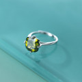 A33558 s925 sterling silver sweet simple square green simulateddiamondring
