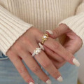A42651 sterling silver pearl simple fashion adjustable ring