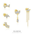 A45693 s925 sterling silver cubic zirconia fringe trendy stud fashion earrings