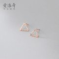 A31615 s925 sterling silver geometric simple unique triangle hollowed chic earrings