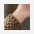 A44163 s925 silver trendy sweet rhinestone charm bracelet