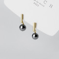 A35536 s925 sterling silver chic black pearl earrings