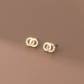 A35569 s925 sterling silver chic simple small trendy circle rhinestone earrings