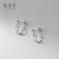 A31751 s925 sterling silver chic simple oval geometric earrings
