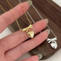 A43719 sterling silver butterfly heart simple elegant necklace