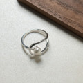 A40166 s925 sterling silver simple bar hollowed pearl design ring