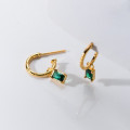 A38152 s925 sterling silver stud design green rhinestone pendant earrings