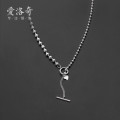 A31237 s925 sterling silver chic vintage asymmetric necklace