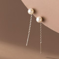 A39008 s925 sterling silver pearl string vintage elegant design long earrings