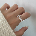 A38362 s925 sterling silver rhinestone square design elegant geometric ring