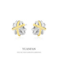 A39353 sterling silver geometric bar stud unique earrings