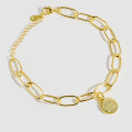 A43489 s925 silver letter charm oval simple fashion elegant bracelet