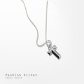 A34076 s925 sterling silver adjustable boxchainT initial pendant necklace