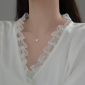 A33022 s925 sterling silver small trendy hollowed flower necklace