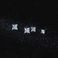 A33718 s925 sterling silver simple fashion square rhinestone earrings