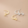 A33786 s925 sterling silver simple sparkling plate earrings