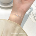 A42860 s925 sterling silver circle rhinestone charm fashion simple bracelet
