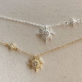 A44337 sterling silver cubic zirconia stars simple necklace