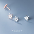 A44869 s925 silver trendy fashion snowflake stud cute christmas rhinestone earrings