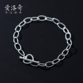 A33361 s925 sterling silver oval twist heart charm bracelet