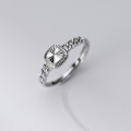 A42762 s925 sterling silver simple unique fashion square ring