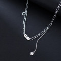 A33984 s925 sterling silver hollowed smilingface necklace