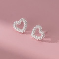 A41232 s925 sterling silver hollowed heart stud trendy sweet elegant earrings