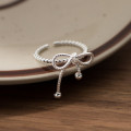 A43875 s925 sterling silver trendy sweet twist butterfly ring