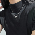 A46297 silver simple circle necklace