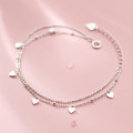 A34936 s925 sterling silver chic doublelayer silver heart sweet heartshape bracelet
