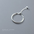 A32187 s925 sterling silver unique adjustable boxchain chai ring