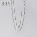 A31273 s925 sterling silver doublelayer chic oval snakechain necklace