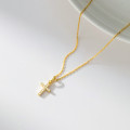 A44761 s925 silver simple elegant rhinestone cross necklace