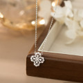 A45962 s925 sterling silver trendy simple sparkling rhinestone necklace