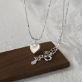 A44764 sterling silver shell white heartshape heart necklace